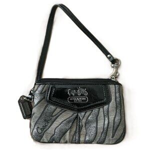 Coach Madison Lurex 6” zebra metallic  wristlet coin purse/wallet